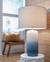Bay Furniture Gallery - Ashley Furniture - Lemrich Lighting - Table Lamp (Set of 2) / White/Teal - L123874X2